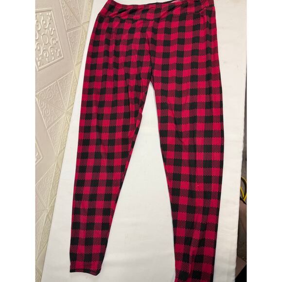 Sleep Pants lounge xl size red black check soft  36" + stretch waist 32" inseam - Picture 4 of 7